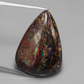 Opale boulder multicolore naturelle en forme de poire, 21,74 ct, opaque
