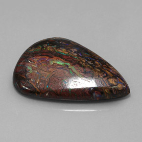 Opale boulder multicolore naturelle en forme de poire, 21,74 ct, opaque