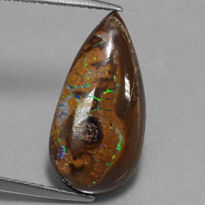 Opale Boulder Multicolore naturelle En forme de poire, 6.34 ct, Opaque