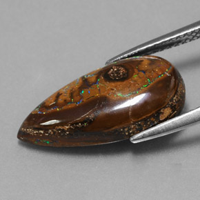 Opale Boulder Multicolore naturelle En forme de poire, 6.34 ct, Opaque