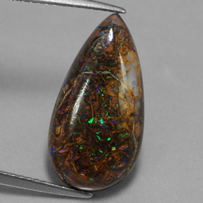 Opale Boulder Multicolore naturelle En forme de poire, 6.42 ct, Opaque