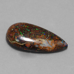 Opale Boulder Multicolore naturelle En forme de poire, 6.42 ct, Opaque