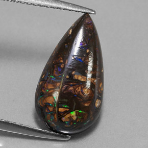 Opale Boulder Multicolore naturelle En forme de poire, 4.87 ct, Opaque