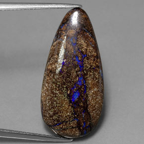 Opale boulder multicolore naturelle en forme de poire, 12,04 ct, opaque