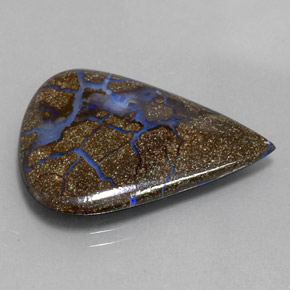 Opale boulder multicolore naturelle en forme de poire, 12,40 ct, opaque