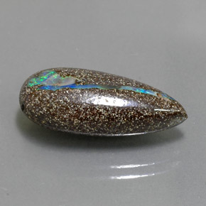 Opale Boulder Multicolore naturelle En forme de poire, 9.27 ct, Opaque