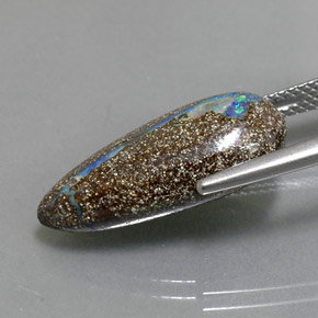 Opale Boulder Multicolore naturelle En forme de poire, 9.27 ct, Opaque