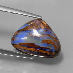 Opale boulder multicolore naturelle en forme de poire, 3,78 ct, opaque