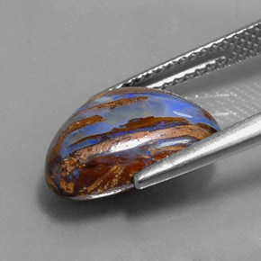 Opale boulder multicolore naturelle en forme de poire, 3,78 ct, opaque