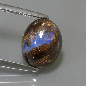 Opale boulder multicolore naturelle coupe ovale, 2,36 ct, opaque