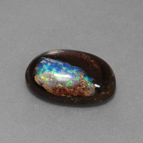 Opale Boulder Multicolore naturelle Coupe ovale, 2.22 ct, Opaque
