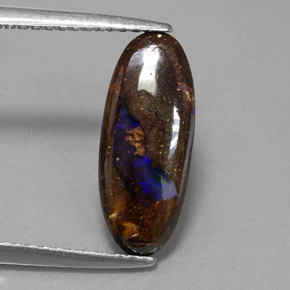 Opale boulder multicolore naturelle coupe ovale, 2,81 ct, opaque