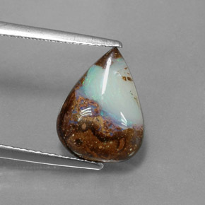 Opale boulder multicolore naturelle en forme de poire, 3,00 ct, opaque