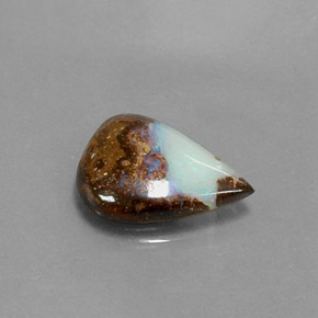 Opale boulder multicolore naturelle en forme de poire, 3,00 ct, opaque