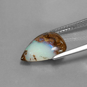 Opale boulder multicolore naturelle en forme de poire, 3,00 ct, opaque