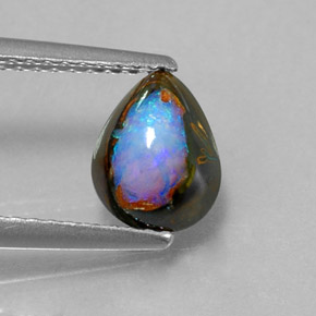 Opale boulder multicolore naturelle en forme de poire, 1,43 ct, opaque