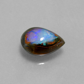 Opale boulder multicolore naturelle en forme de poire, 1,43 ct, opaque