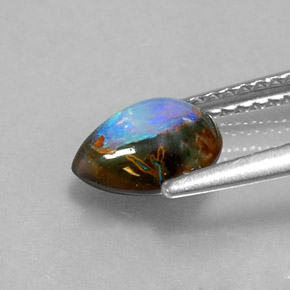 Opale boulder multicolore naturelle en forme de poire, 1,43 ct, opaque