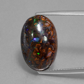Opale Boulder Multicolore naturelle Coupe ovale, 9.69 ct, Opaque