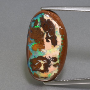 Opale boulder multicolore naturelle coupe ovale, 10,49 ct, opaque