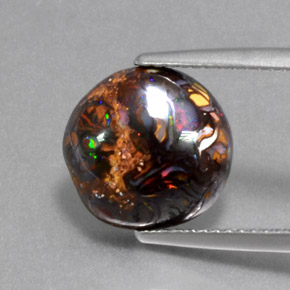 Opale boulder multicolore naturelle coupe roude, 5,18 ct, opaque