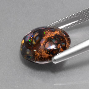 Opale boulder multicolore naturelle coupe roude, 5,18 ct, opaque