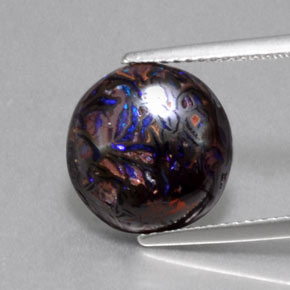 Opale boulder multicolore naturelle coupe roude, 5,24 ct, opaque