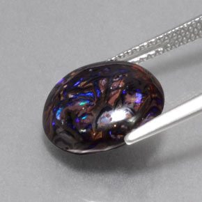 Opale boulder multicolore naturelle coupe roude, 5,24 ct, opaque