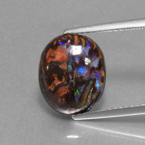 Opale boulder multicolore naturelle coupe ovale, 4,74 ct, opaque