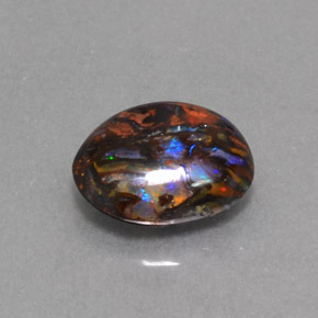 Opale boulder multicolore naturelle coupe ovale, 4,74 ct, opaque
