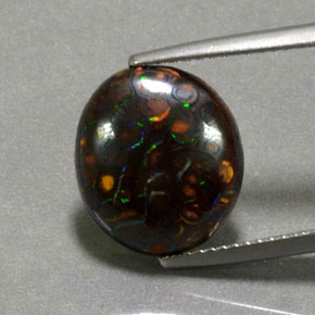 Opale boulder multicolore naturelle coupe ovale, 6,61 ct, opaque