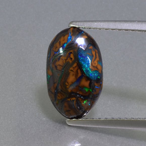 Opale boulder multicolore naturelle coupe ovale, 2,68 ct, opaque