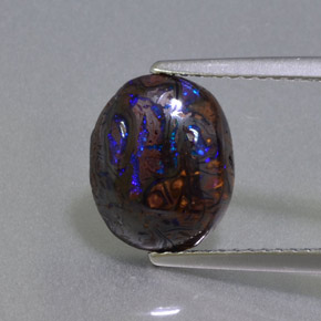 Opale Boulder Multicolore naturelle Coupe ovale, 2.96 ct, Opaque