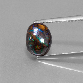 Opale boulder multicolore naturelle coupe ovale, 3,22 ct, opaque