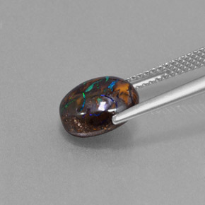 Opale boulder multicolore naturelle coupe ovale, 3,22 ct, opaque