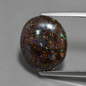Opale boulder multicolore naturelle coupe ovale, 4,86 ct, opaque