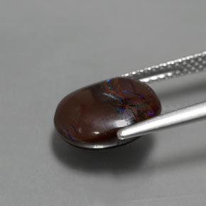 Opale Boulder Multicolore naturelle Coupe ovale, 4.97 ct, Opaque