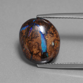 Opale boulder multicolore naturelle coupe ovale, 7,80 ct, opaque