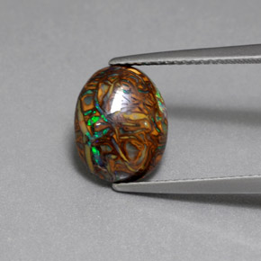 Opale boulder multicolore naturelle coupe ovale, 3,53 ct, opaque