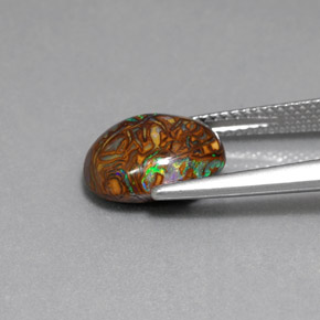 Opale boulder multicolore naturelle coupe ovale, 3,53 ct, opaque