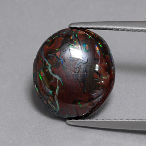 Opale boulder multicolore naturelle coupe ovale, 6,51 ct, opaque