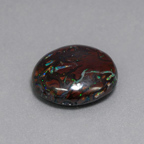 Opale boulder multicolore naturelle coupe ovale, 6,51 ct, opaque