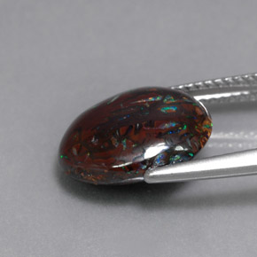 Opale boulder multicolore naturelle coupe ovale, 6,51 ct, opaque