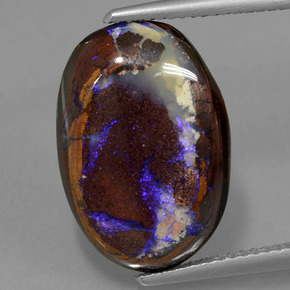 Opale boulder multicolore naturelle coupe ovale, 8,30 ct, opaque