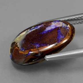 Opale boulder multicolore naturelle coupe ovale, 8,30 ct, opaque