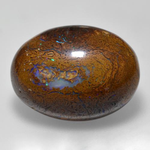 Opale boulder multicolore naturelle coupe ovale, 15,56 ct, opaque