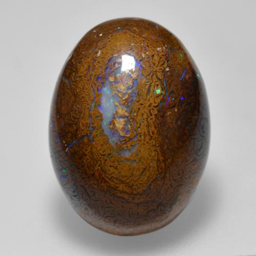 Opale boulder multicolore naturelle coupe ovale, 15,56 ct, opaque