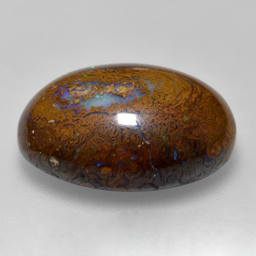Opale boulder multicolore naturelle coupe ovale, 15,56 ct, opaque