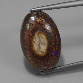 Opale Boulder Multicolore naturelle Coupe ovale, 12.77 ct, Opaque