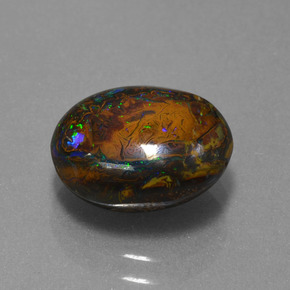 Opale Boulder Multicolore naturelle Coupe ovale, 4.40 ct, Opaque